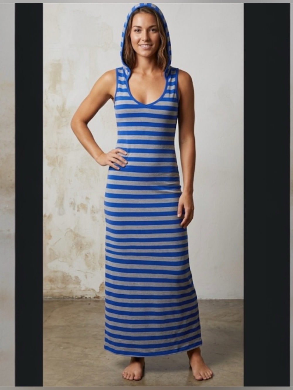 Derek Heart Blue and Gray Sleeveless Bodycon Midi Dress